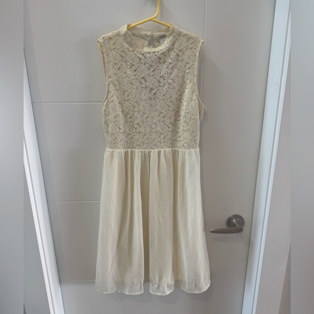 Ivory Ruffle Collar Cottagecore Dress XS